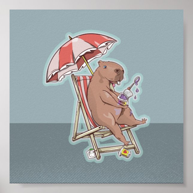 Capybara Eating Yogurt Poster (Front)
