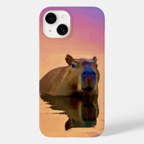 Capybara Emerging From a Tranquil Lake Case-Mate iPhone 14 Case