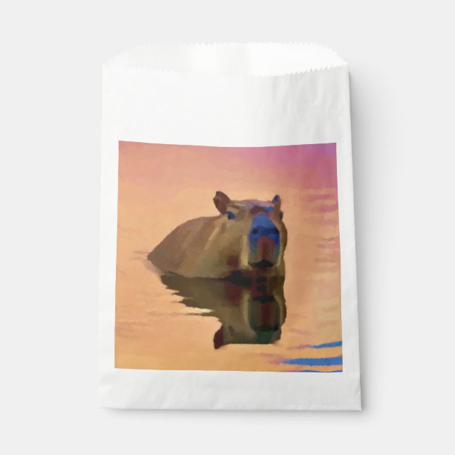 Capybara Emerging From a Tranquil Lake Favor Bag (Front)