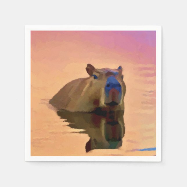 Capybara Emerging From a Tranquil Lake Napkins (Front)