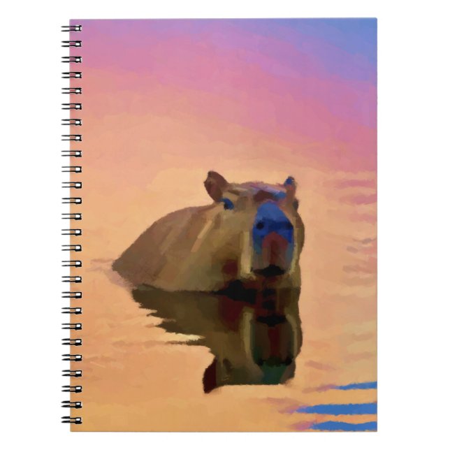 Capybara Emerging From a Tranquil Lake Notebook (Front)