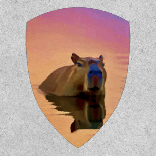 Capybara Emerging From a Tranquil Lake Patch