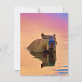 Capybara Emerging From a Tranquil Lake