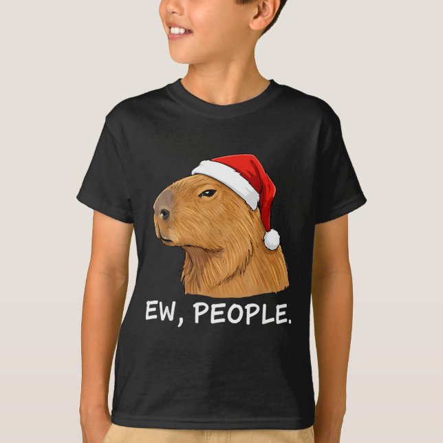 Capybara Ew People Christmas Funny Sarcastic Humor T-Shirt (Front)