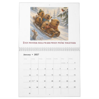 Capybara Family 2027 Calendar – Cute Animal Illust