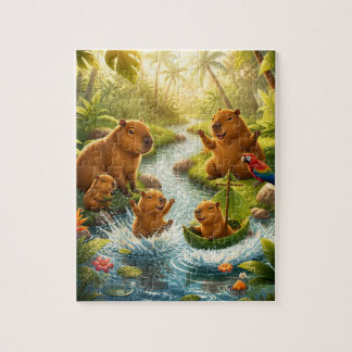 Capybara Family River Adventure Jigsaw Puzzle