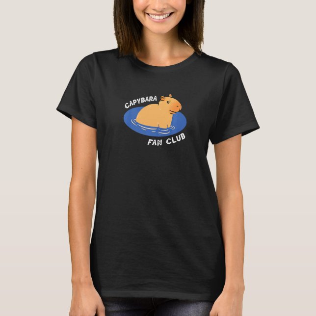 Capybara Fan Club Saying Cute Swimming Animal Rode T-Shirt (Front)