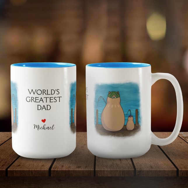 Capybara Father and Son Personalized Two-Tone Coffee Mug (Creator Uploaded)