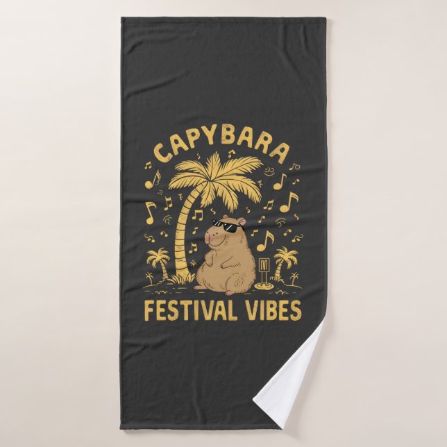 Capybara Festival Vibes Bath Towel (Bath Towel)