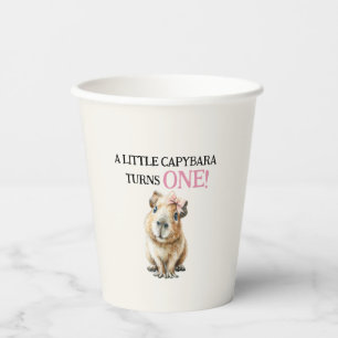 Capybara First Birthday Paper Cups