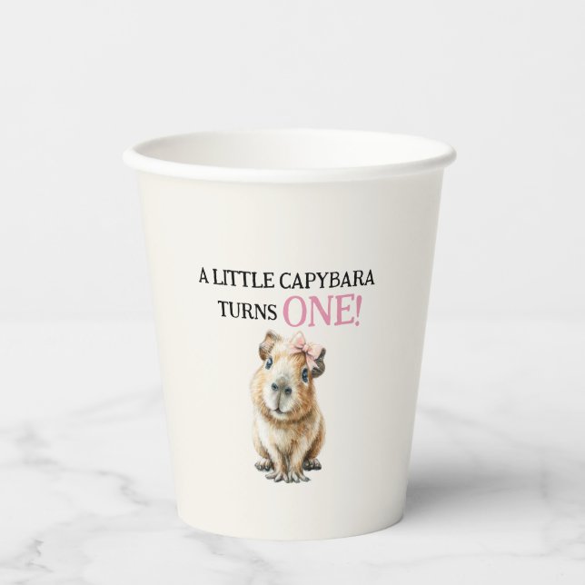 Capybara First Birthday  Paper Cups (Front)