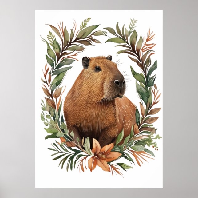 Capybara Floral Art Print (Front)