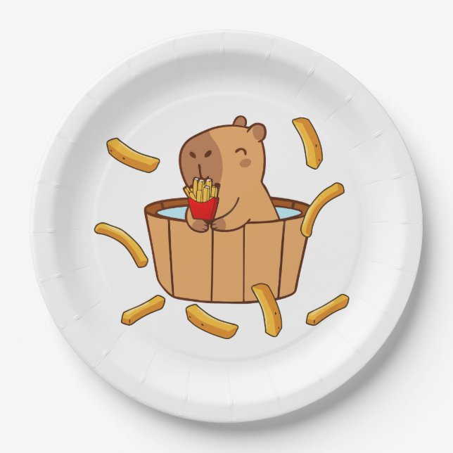 Capybara Fries Paper Plate | Funny Fast Food Party (Front)