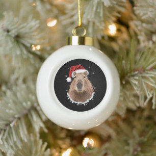 Capybara Funny Christmas Ceramic Ball Christmas Ornament