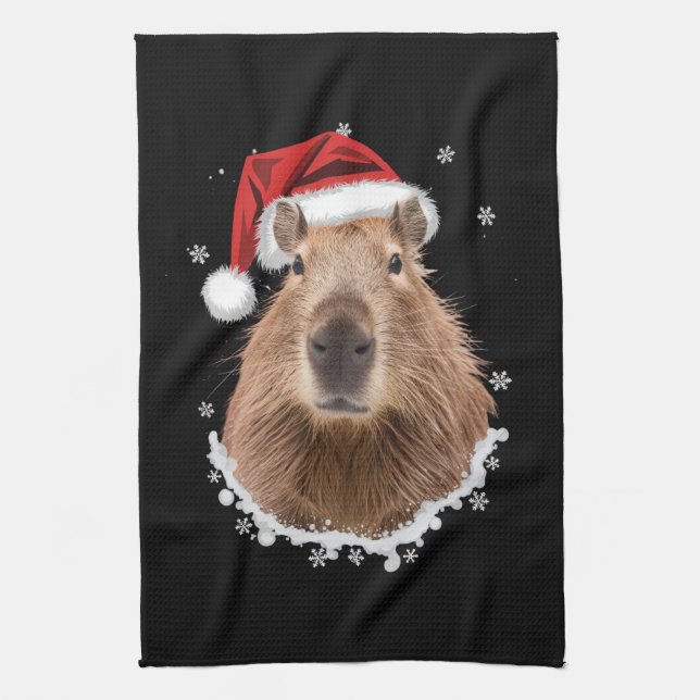 Capybara Funny Christmas  Kitchen Towel (Vertical)