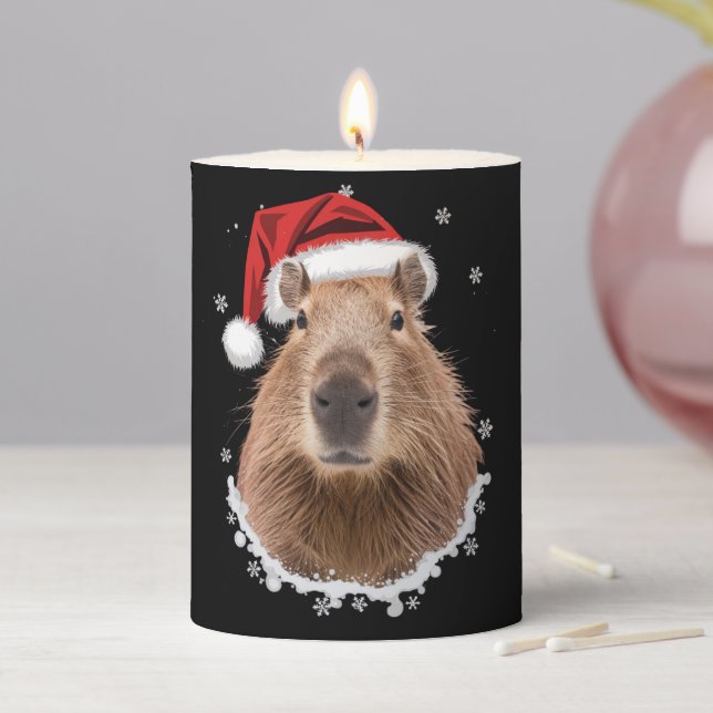 Capybara Funny Christmas  Pillar Candle (In Situ)