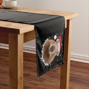 Capybara Funny Christmas Short Table Runner