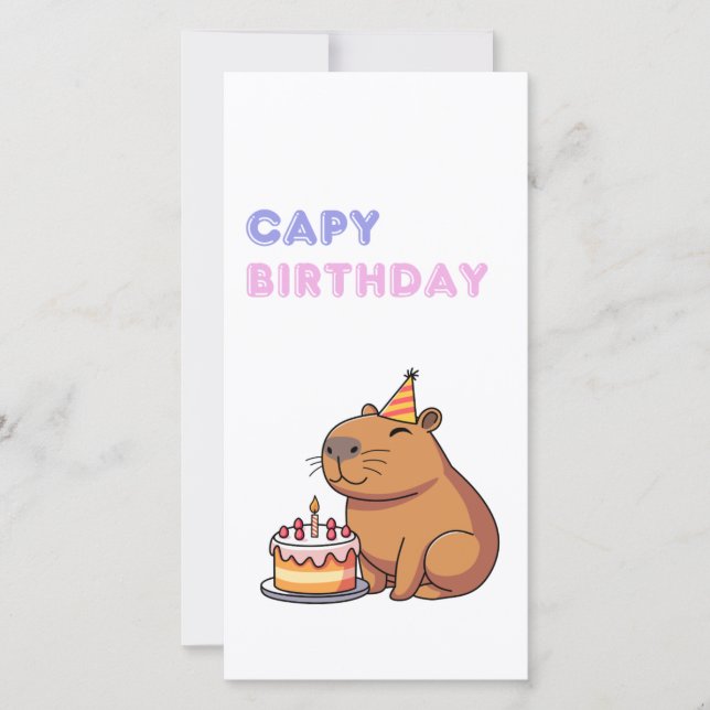 Capybara Funny Happy Birthday Card (Front)