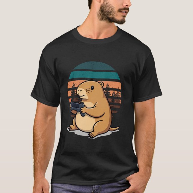 Capybara Funny Retro Video Games for Kids Men Wome T-Shirt (Front)