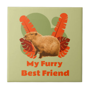 Capybara Furry Best Friend Tropical Animal Ceramic Tile