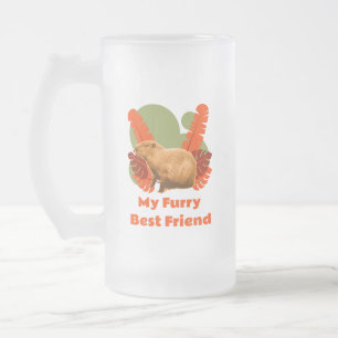 Capybara Furry Best Friend Tropical Animal Frosted Glass Beer Mug
