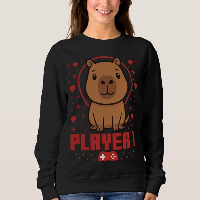 Capybara Gamer Couple Capybara Retro Pixel Arcade Sweatshirt (Front)