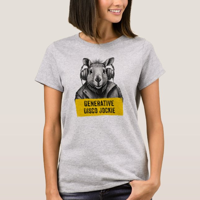 Capybara Generative Disco Jockie cool fun T-shirt (Front)