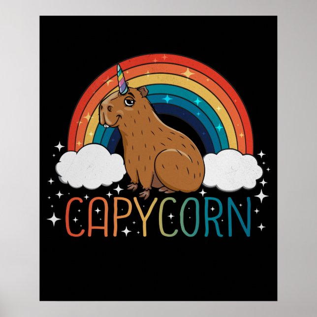 Capybara Gift Girls Unicorn Rainbow Capybara Poster (Front)