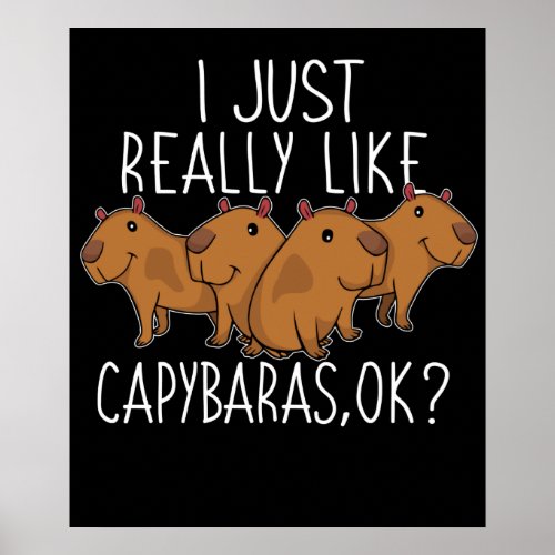 Capybara Gift Kids Women Cute Capybara Poster