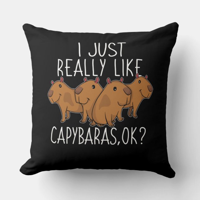 Capybara Gift Kids Women Cute Capybara Throw Pillow (Front)