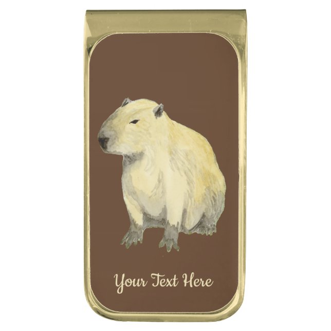 Capybara Gold Finish Money Clip (Front Vertical)
