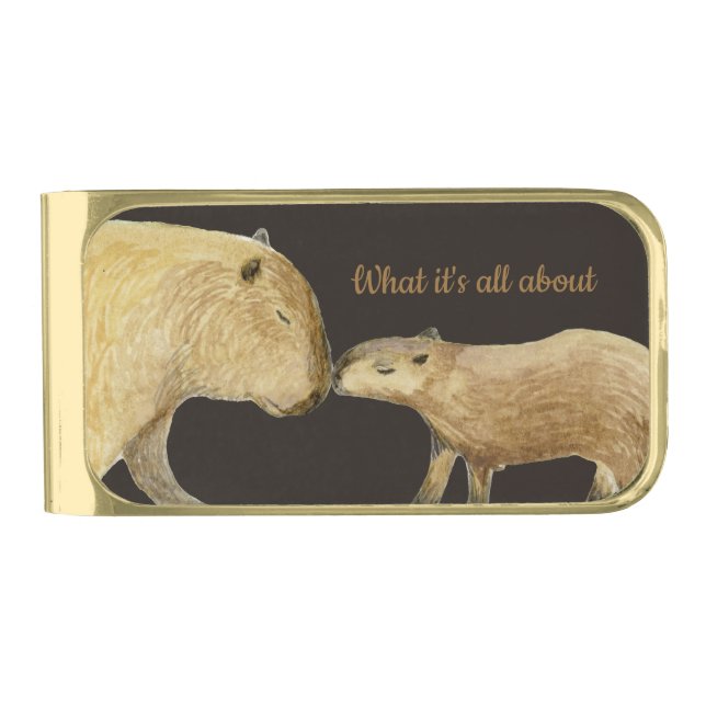 Capybara Gold Finish Money Clip (Front)