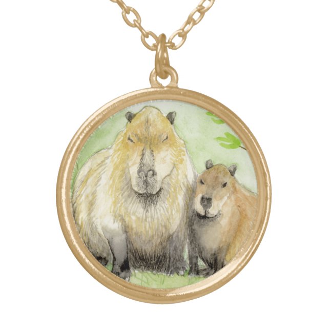 Capybara Gold Plated Necklace (Front)