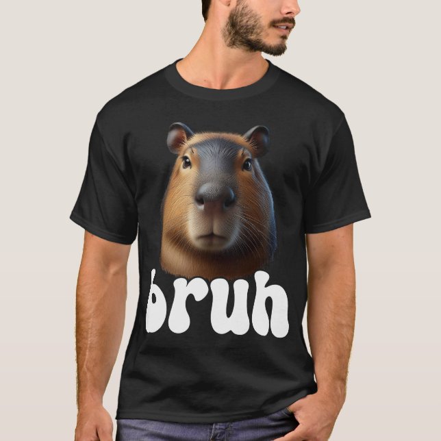 Capybara Graphic Bruh Meme T-Shirt (Front)