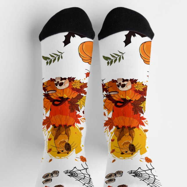 Capybara Halloween.  Witch Pumpkin.  Socks (Top)