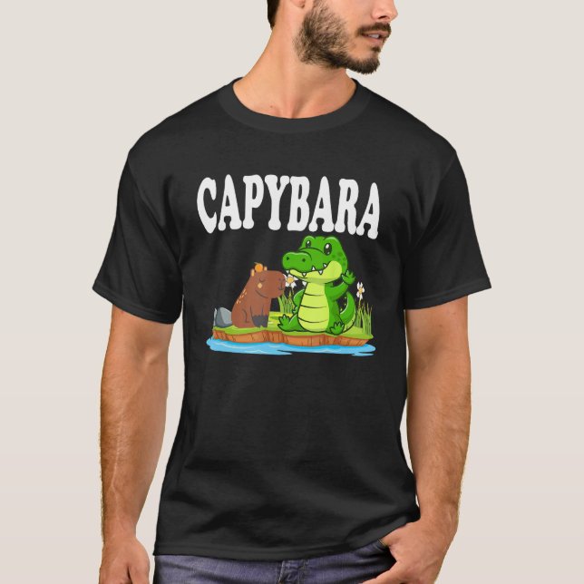 Capybara Hangs Out With Crocodile Chilling With Cr T-Shirt (Front)
