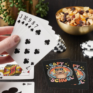 Capybara Happy First Day Of Back To School Poker Cards