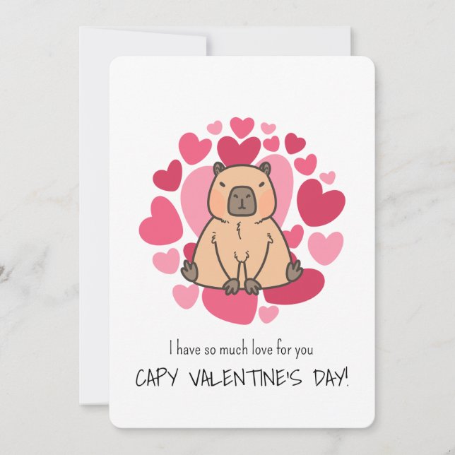 Capybara has so much love Capy Valentine's Day Invitation (Front)