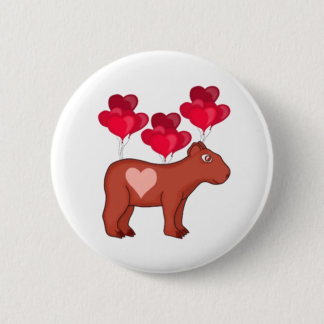 Capybara Hearts Love Button (Front)