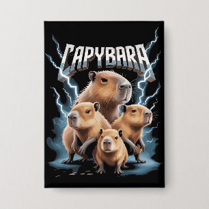 Capybara Heavy Metal Christmas Funny Holiday Gifts Button