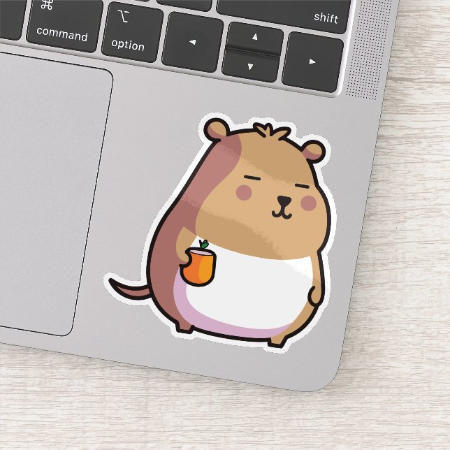Capybara holding coffee sticker (Detail)
