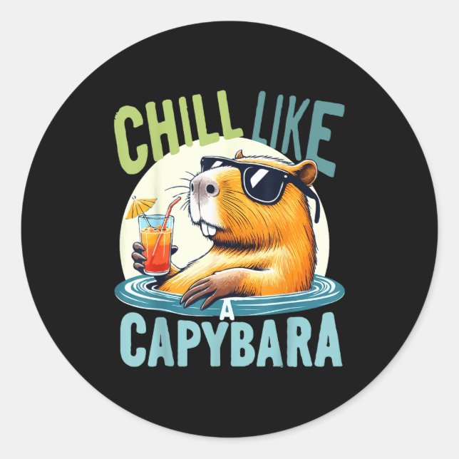 Capybara Holidays - Funny Quote Gift Zen Fashion D Classic Round Sticker (Front)