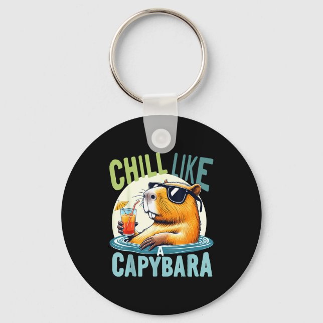 Capybara Holidays - Funny Quote Gift Zen Fashion D Keychain (Front)