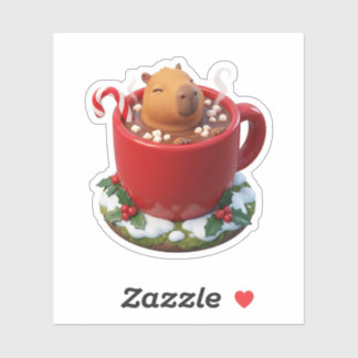 Capybara Hot Cocoa Bath Cozy Christmas Sticker