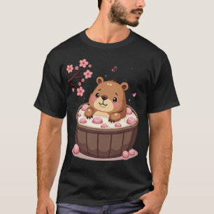 Capybara Hot Tub Relaxation Bath Bombs Cherry Blos T-Shirt