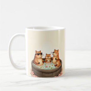 Capybara Hot Tub Relaxation Cherry Blossom Tea Tim Coffee Mug