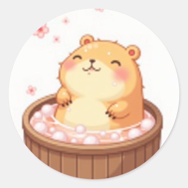 Capybara Hot Tub Relaxation Sticker Capybara Spa D (Front)
