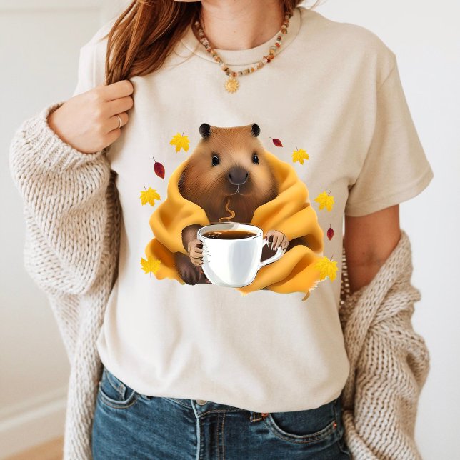 Capybara in a Cozy Blanket Chilling and Drinking  T-Shirt (Creator Uploaded)