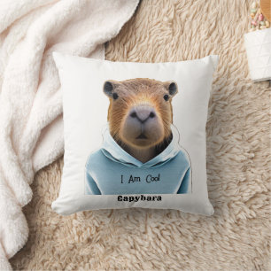 CAPYBARA In A Hoodie I Am Cool Throw Pillow