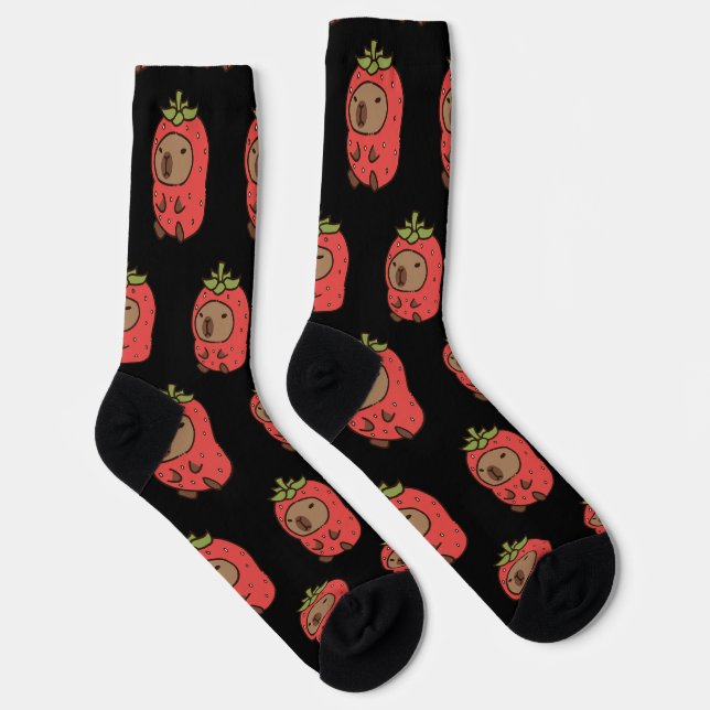 Capybara in a Strawberry Suit Socks | Cute Animal  (Right)